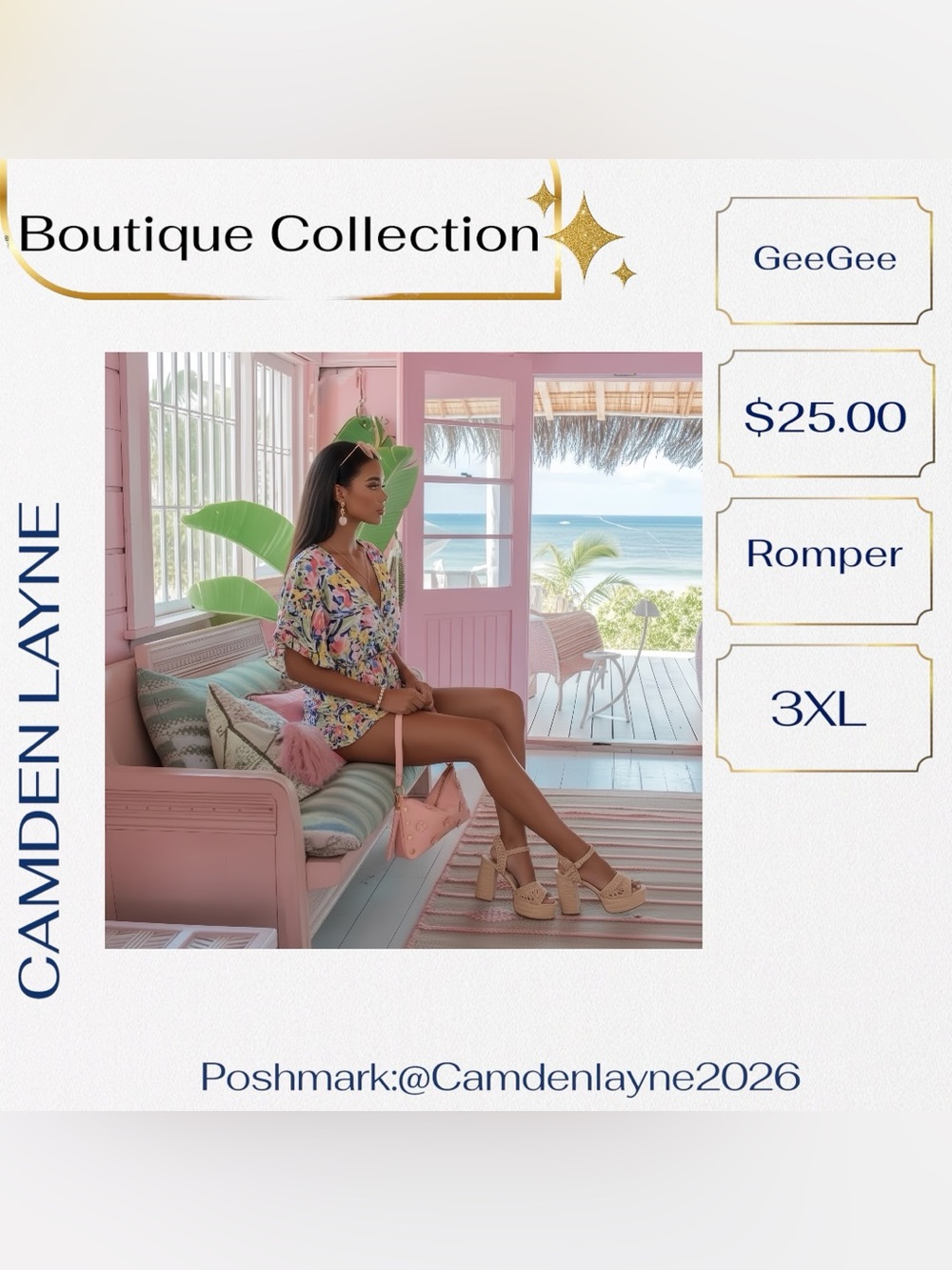 3XL Floral V-Neck Romper in Pastel Multi - Picture 7 of 13